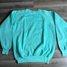 VTG Raglan Sweatshirt Mens Large Fruit of the Loom 1980s Deadstock Teal USA