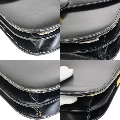 CELINE PARIS Logo Horse Carriage Shoulder Bag Leather Black Gold Italy 67FA291 - Picture 7 of 16