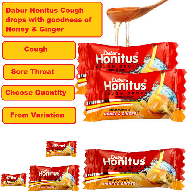 Dabur Honitus Cough Drop With Honey & Ginger 100 Candy//Long expiry