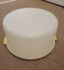 Vtg TUPPERWARE Jumbo 12 CAKE TAKER 1256 HARVEST GOLD Sheer Dome Lid 1257