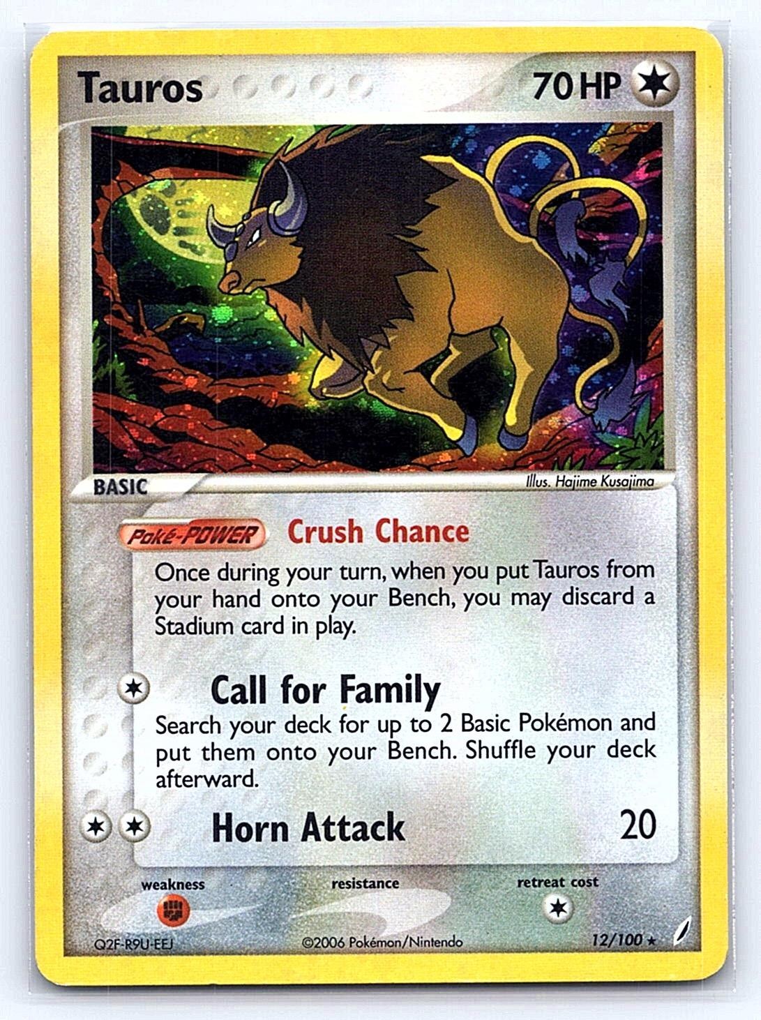Tauros 12/100 Holo Rare Crystal Guardians Pokemon Holo Moderately Played
