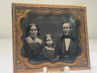 Victorian Family 1/6 Plate Daguerreotype Uncased Father Mother Daughter Resealed