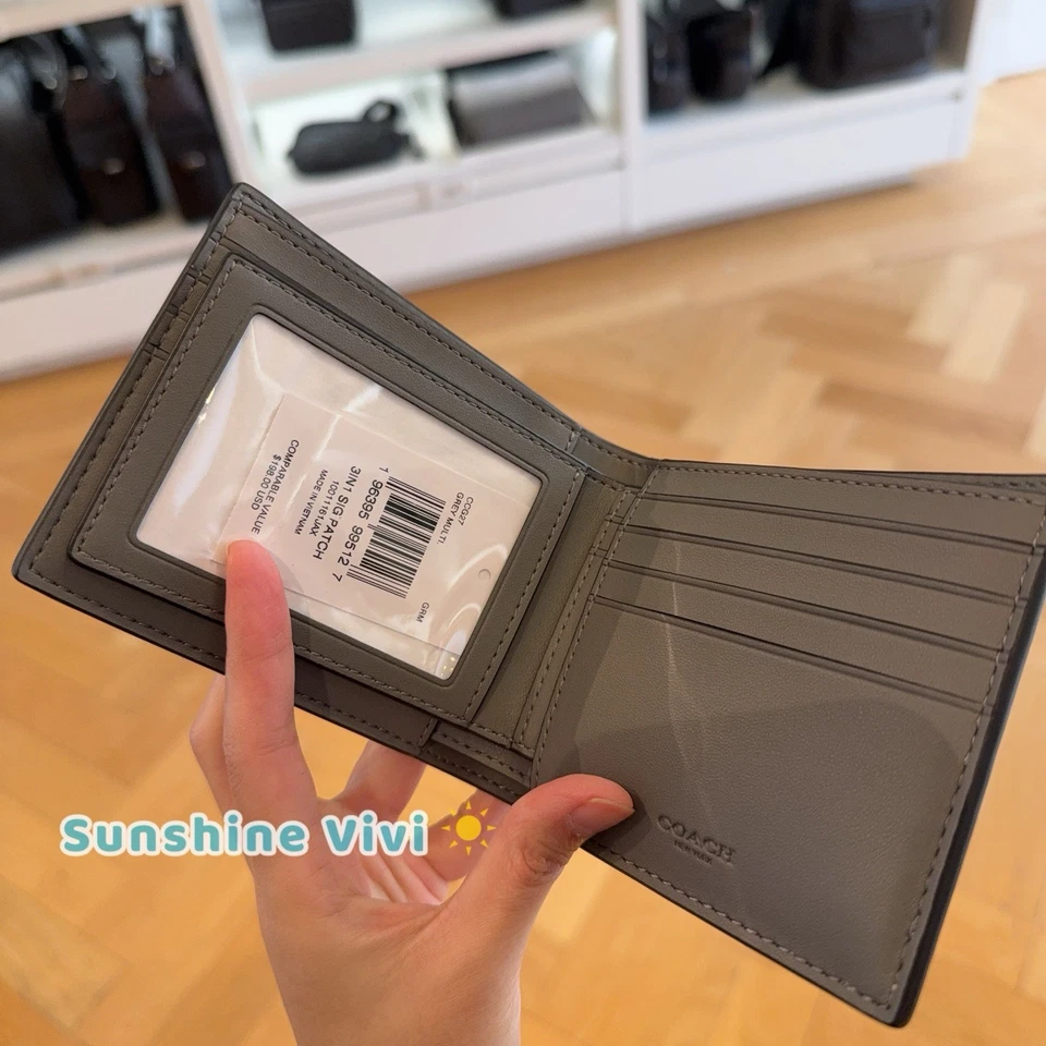 NWT Coach Men's 3-In-1 WalletIn Signature Canvas With Patches CCG27 Grey Multi - Image 4 of 4