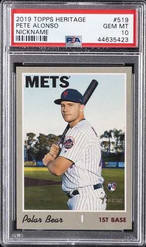 2019 TOPPS HERITAGE NICKNAME #519 PETE ALONSO ROOKIE RC PSA 10