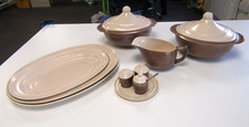 Branksome China Service Brown Set- 3 Platters, 2 Lidded Tureens, Jug & Cruet Set