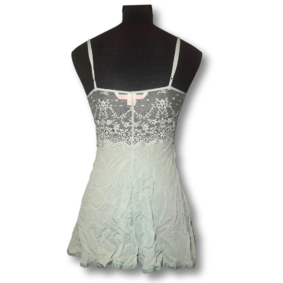 Y2K Vintage VS Green Floral Lace Fairy Coquette Dollette Babydoll Lingerie Top S - Image 3 of 4
