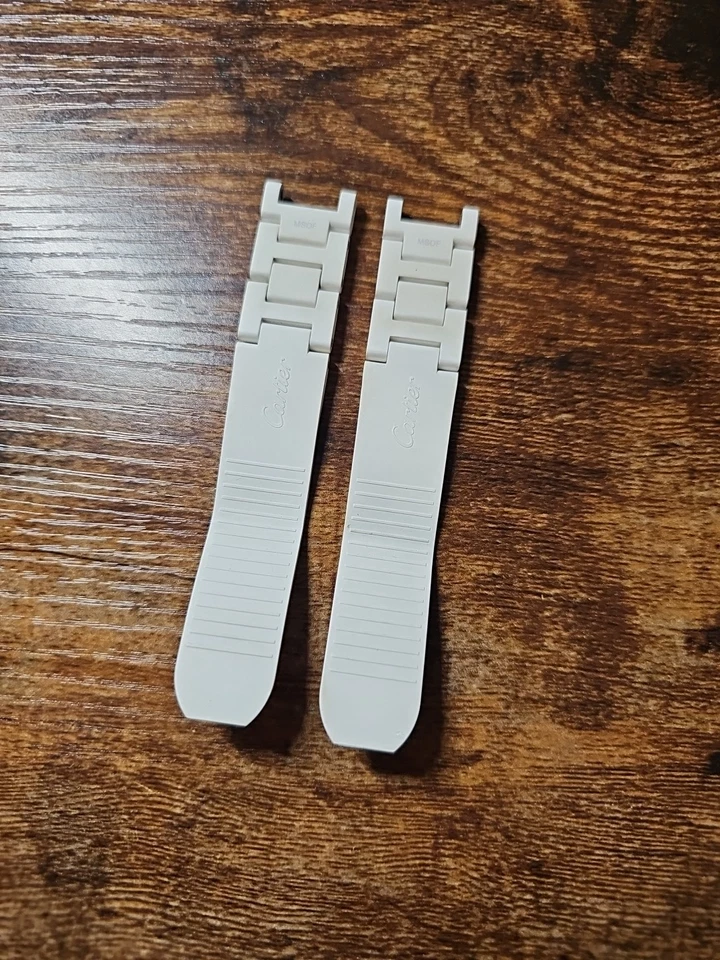 Reloj Cartier Must 21 Chronoscaph 19/18 mm OEM correa de goma blanca/amarilla Foto 4 de 4