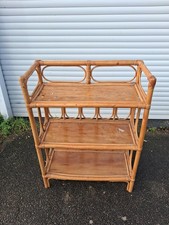 Vintage BAMBOO 3 Tier Shelving Unit Boho Shelves Rattan Mid Century Bookcase