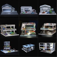 Diorama 1 /64 Diecast Car Garage Models Lighting Japanese Parking Lot Display US