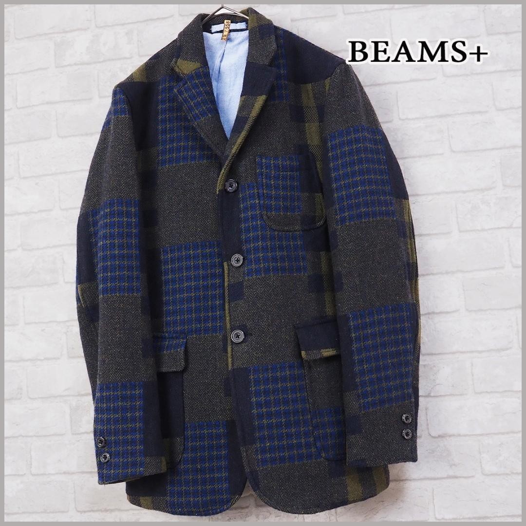 Beams Plus Patchwork Wool Tailored Jacket Size S … - image 1
