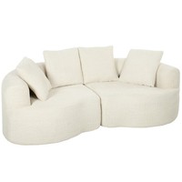 Sofa 3 Sitzer 207 Cm Cloud Sofa Mit Chenille-Optik, 68 Cm Tiefe Sitze, Cremeweiß