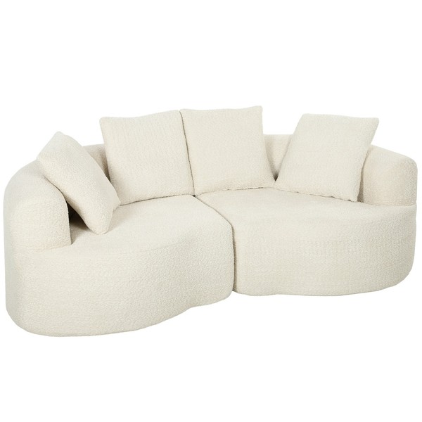 Sofa 3 Sitzer 207 Cm Cloud Sofa Mit Chenille-Optik, 68 Cm Tiefe Sitze, Cremeweiß-image