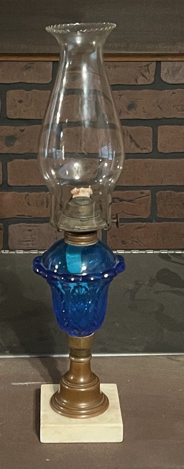 1850 Blue Whale Oil Lamp Cobalt Blue Boston Sandwhich Glass
