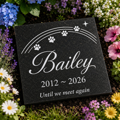Pet Stone, Memorial, Grave Marker granite Plaque, Headstone Dog cat Memorial 6x6