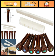 6 String Acoustic Guitar Saddle Nut Set with 6 Rosewood Bridge Pins - Upgrade