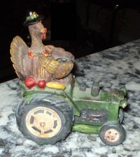 Turkey Driving A Tractor Figurine