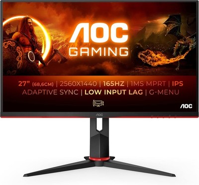 AOC Gaming Q27G2S - 27 Zoll QHD IPS Monitor, 165 Hz, 1 ms, Adaptive Sync - NEU