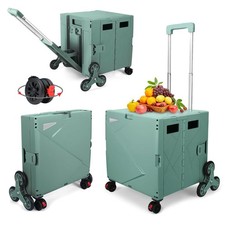 Folding Climber Utility Cart Rolling Crate Tote on Rotate Wheels with Adjusta...