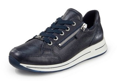 Ara Halbschuh OSAKA Blau Leder Sneaker Schnürschuh Extraweit Reißverschluss