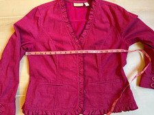 Chico's pink ruffle trim scale texture blazer jacket Size 1 US 8 WOMEN'S