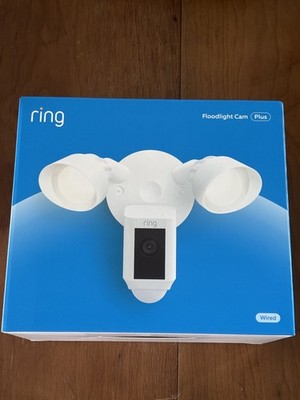 Ring Floodlight Cam Plus Outdoor Wired 1080p FHD Surveillance Camera White 
