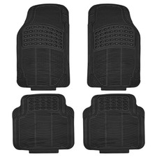 4PCS HEAVY DUTY UNIVERSAL BLACK RUBBER CAR MAT SET NON SLIP VAN MATS