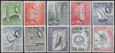 1964-65 Aden Elizabeth 10v. Wmk w 12 MNH SG n. 77/86
