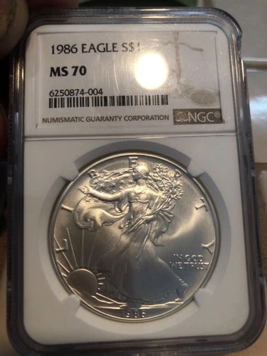 1986 1 oz Silver American Eagle $1 NGC MS70.