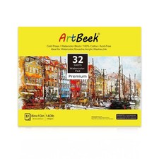 ArtBeek 100% Cotton Watercolor Block, 140lb/300GSM Cold Press 8x10, white