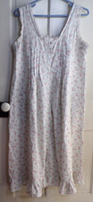 Vtg Llise Stevens Pink Floral Button Up Nightgown Cotton Ruffles Eyelet Size M