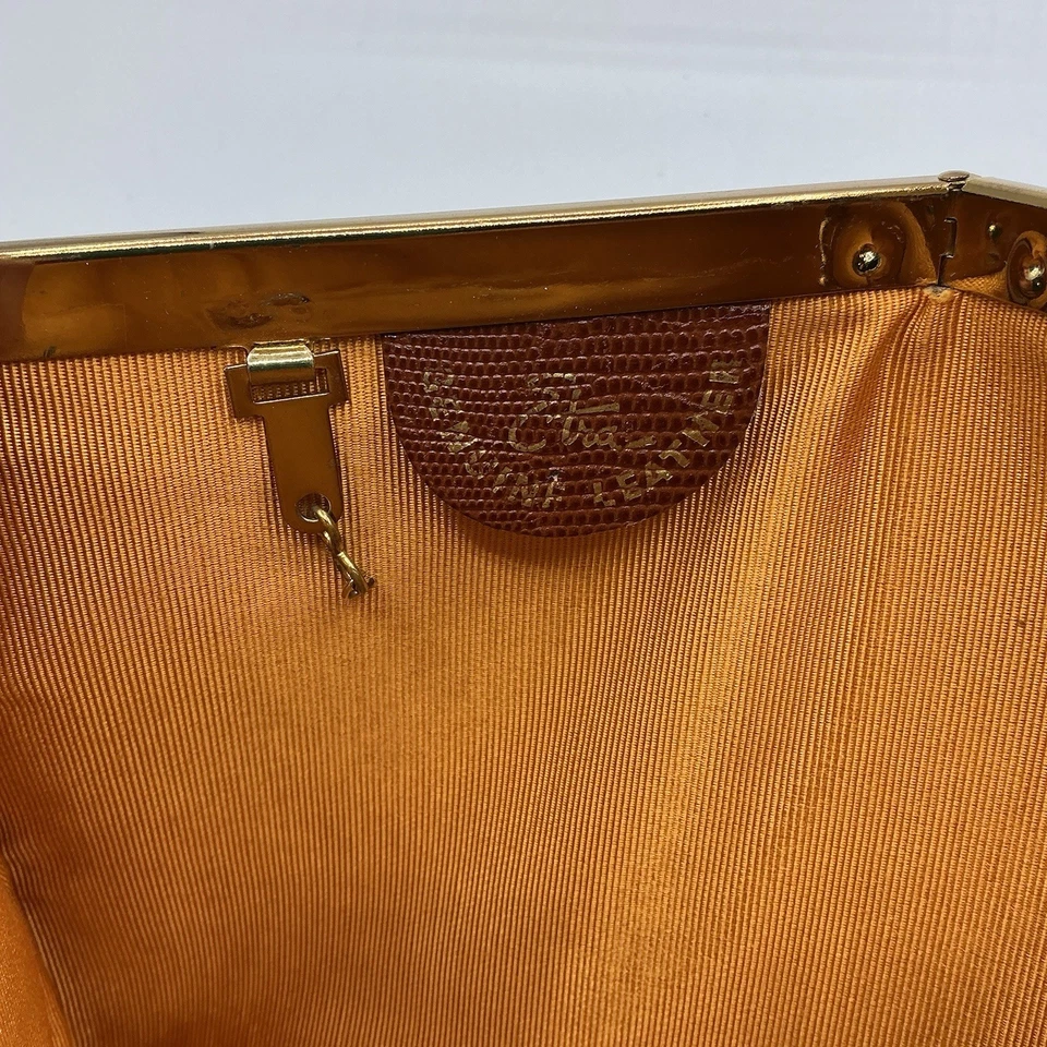 Bolso sin asas de cuero en relieve Etra marrón lagarto vintage SIN CORREAS Foto 4 de 4