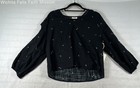 a.n.a Women's Lilith Floral Blouse Black Embroidered Peasant Boho NWT Sz XS — photo 1