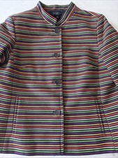 Talbots Blazer Womens 12P Rainbow Striped Mandarin Collar Jacket Metallic Blazer