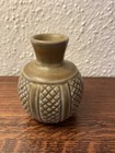 Dänisches MCM Steinzeug: Hjorth, Bornholm, Erik Hjorth Ära, senfbraune Vase, 50er