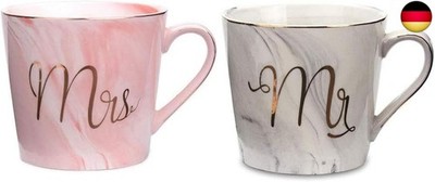2 Stück 400 ml Mr und Mrs Tassen Keramik Kaffeebecher perfekt für Kaffee,Tee u