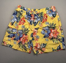 Polo Ralph Lauren Shorts Mens 3XL Yellow Hawaiian Floral Swim Trunks Lined