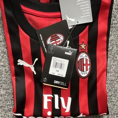 PUMA AC Milan Soccer Jersey YM Boys Red Black Official Licensed | eBay