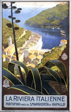 Portofino Italian Riviera 1920 Vintage Travel Poster Borgoni Art Print
