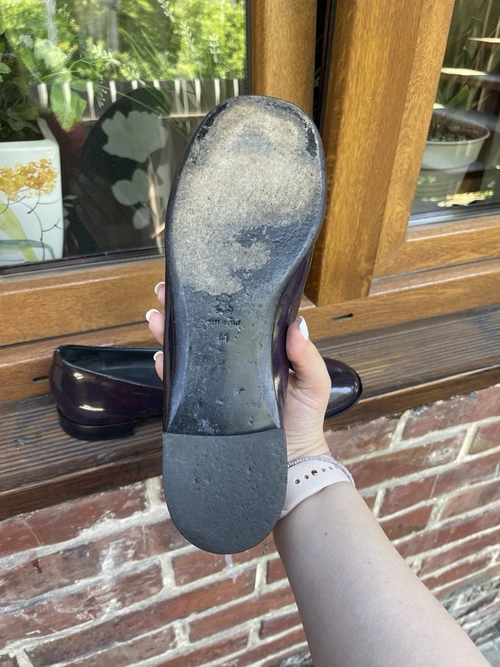 Zapatos de salón Jil Sander para mujer planos púrpura charol lacado punta cuadrada talla 41 Foto 4 de 4