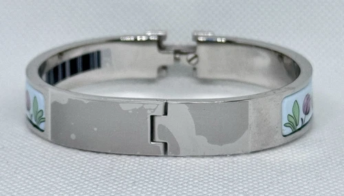 Hermes Clic H Les Leopard Blue Enamel Palladium Bracelet GM 19cm Birkin - Picture 4 of 4