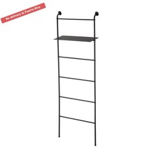 Towel Stand Ladder with Bathroom Storage Shelf, Black Fast delivery