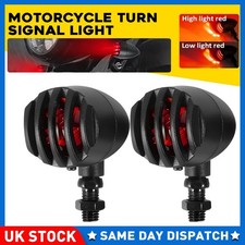 2x Motorcycle Red Bullet Universal Turn Signal Light Blinker Indicator Lights UK