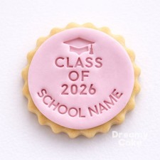 Custom Class of 2026 + School Name Stamp Graduation Fondant Embosser Cupcake