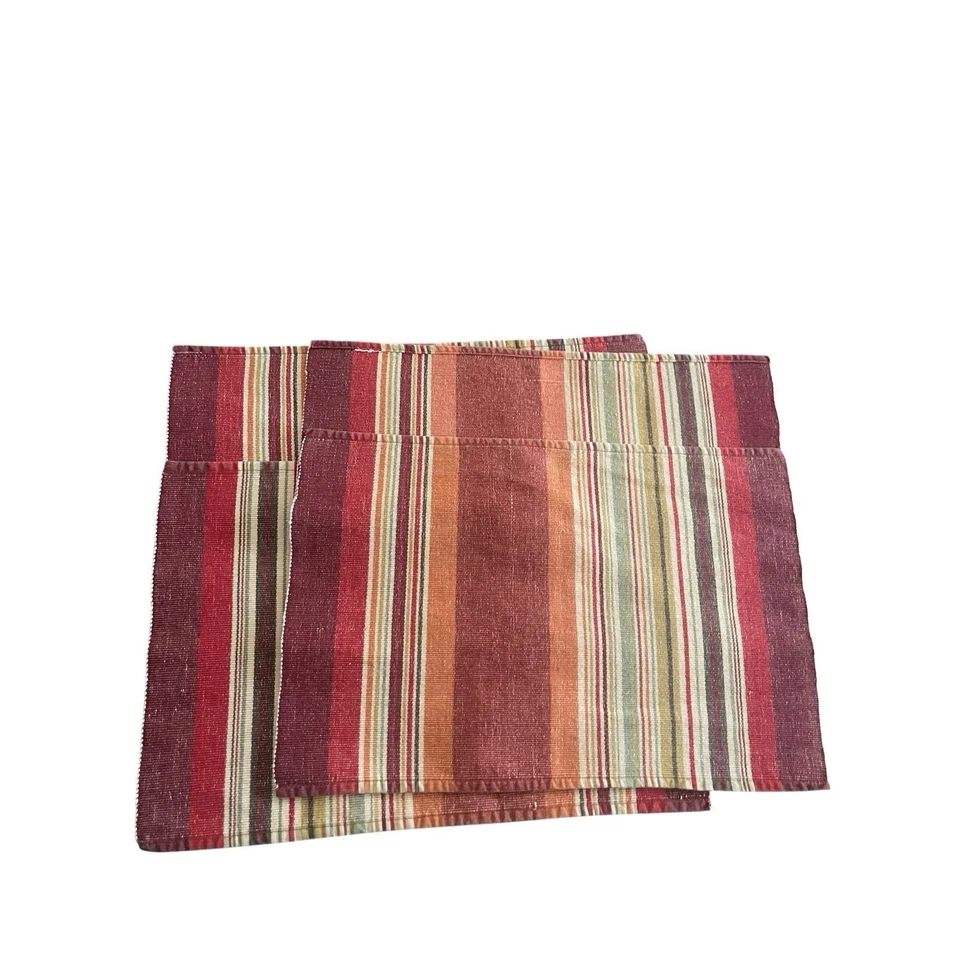 Sonoma Placemats Striped Cotton Red Boho Rustic Western Rectangular Place Mats - Image 2 of 4