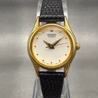 Seiko Watch Women 20mm White Dial Gold Tone Round 2Y01-0A19 Vintage New Battery