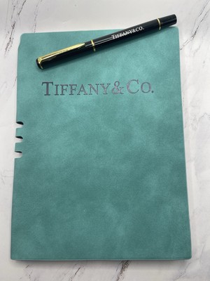 TIFFANY & Co Blue Suede NOTEBOOK & PEN Gift SET ~ Journal Diary