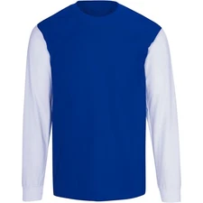 100% Ring Spun Cotton Color Block Long Sleeve T - Perfect for Teams & Schools !