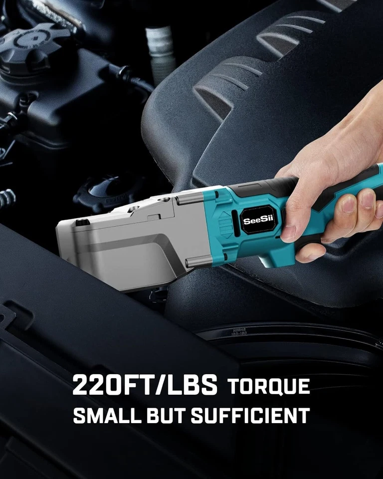 Seesii 1/2" Cordless Right Angle Impact Wrench with Brushless Motor & 2Batteries - image 2 of 4