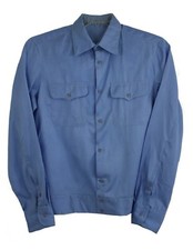 Authentic Vintage USSR Military Police Officer Service Blue Shirt Long Sleeve 34