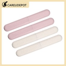 4Pcs Traveling Toothbrush Box Holders Case PP Beige Pink 8.07''x1.22''x0.83''